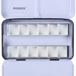Meeden - Caja para acuarelas vacía, que contiene 12 medias bandejas o 6 enteras Tin with half pans (12) negro