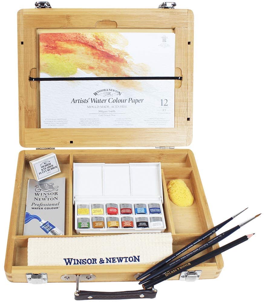 Winsor & Newton – Set de acuarelas en maletín de bambú