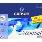 Canson Montval Jumbo, 100 hojas Papel de Acuarela de Grano Fino 300g